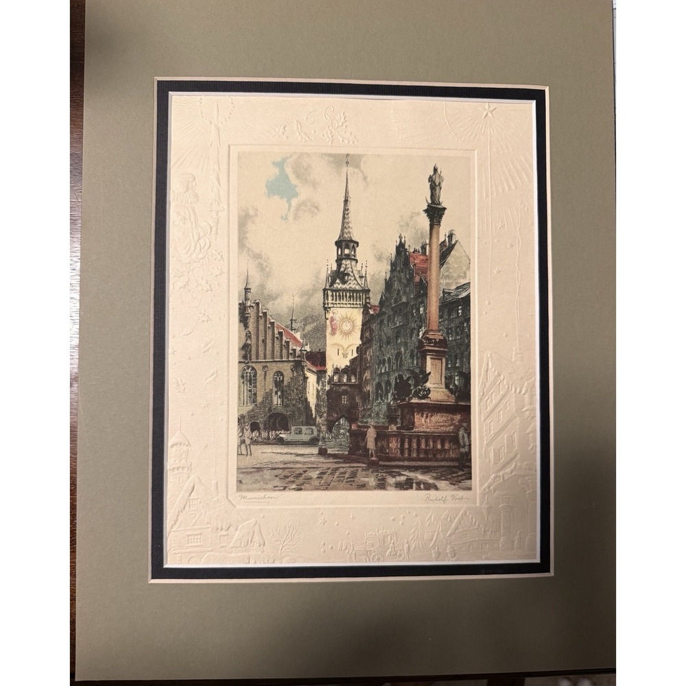 Genuine Etching MUNCHEN Antique Art Print By RUDOLF VOIT, Signed. SEE DESC